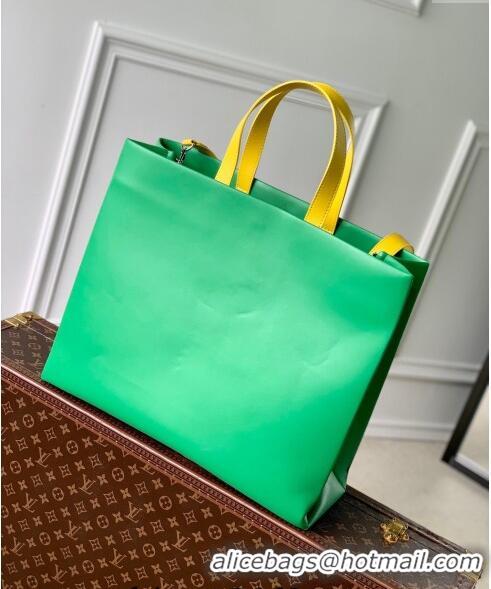 Best Price Louis Vuitton Shopper Tote MM bag in Calf Leather M24457 Green 2024