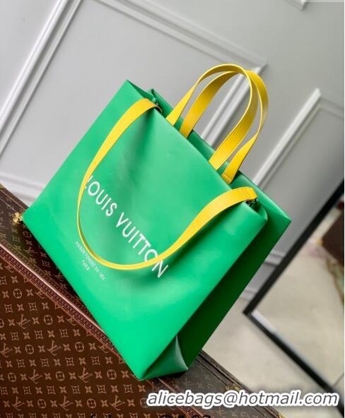 Best Price Louis Vuitton Shopper Tote MM bag in Calf Leather M24457 Green 2024