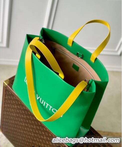 Best Price Louis Vuitton Shopper Tote MM bag in Calf Leather M24457 Green 2024