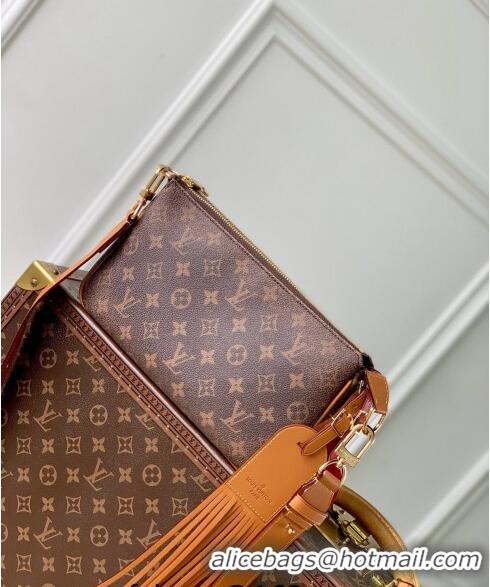 Top Grade Louis Vuitton Pochette Accessoire XL Bag in Monogram Dust Canvas with Tassel Strap M11623 2024