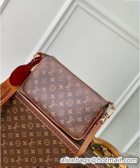 Top Grade Louis Vuitton Pochette Accessoire XL Bag in Monogram Dust Canvas with Tassel Strap M11623 2024