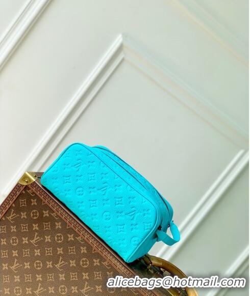 Top Quality Louis Vuitton Dopp Kit Clutch in Monogram Leather M11482 Turquoise Blue 2024