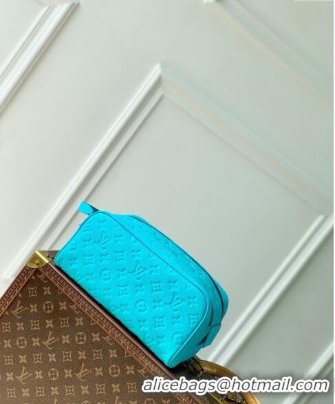 Top Quality Louis Vuitton Dopp Kit Clutch in Monogram Leather M11482 Turquoise Blue 2024