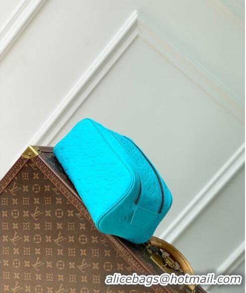 Top Quality Louis Vuitton Dopp Kit Clutch in Monogram Leather M11482 Turquoise Blue 2024