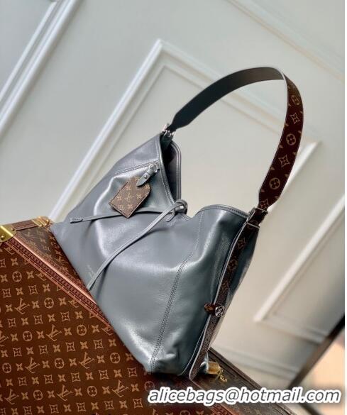 Famous Brand Louis Vuitton Carryall Dark MM Hobo Bag in Lambskin M12583 Trianon Grey 2024