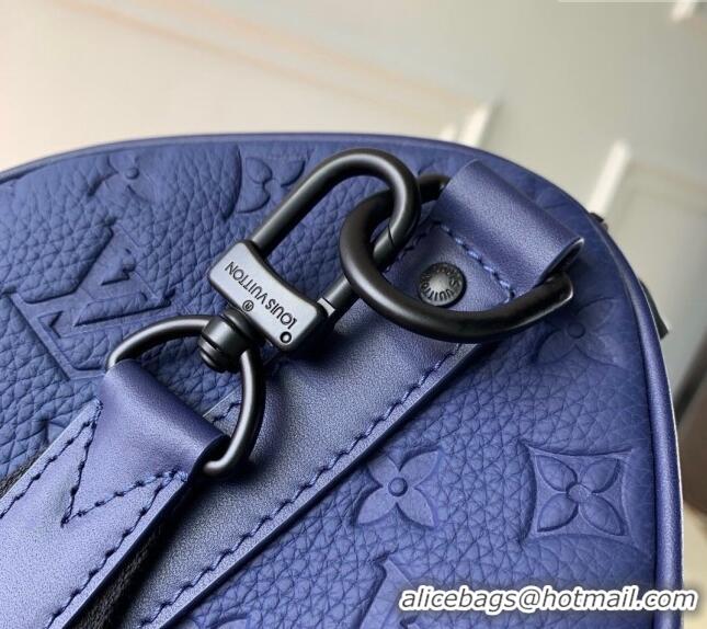 Top Quality Louis Vuitton Keepall Bandouliere 35 Travel Bag in Taurillon Monogram Leather M11691 Sapphire Purple 2024