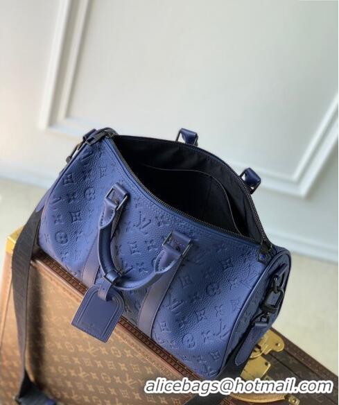 Top Quality Louis Vuitton Keepall Bandouliere 35 Travel Bag in Taurillon Monogram Leather M11691 Sapphire Purple 2024