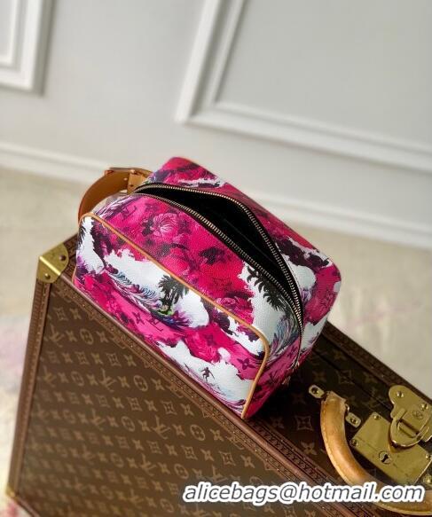 Top Grade Louis Vuitton Locker Dopp Kit Clutch in Monogram Surfin' Canvas M24799 Dark Pink 2024