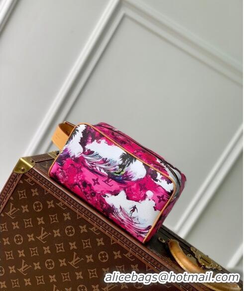 Top Grade Louis Vuitton Locker Dopp Kit Clutch in Monogram Surfin' Canvas M24799 Dark Pink 2024