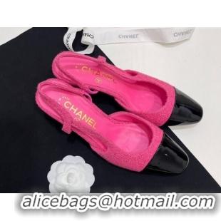 Pretty Style Chanel Tweed & Patent Calfskin Slingbacks Pumps 6.5cm Pink 7230025