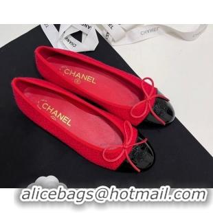 Purchase Chanel Tweed & Patent Calfskin Ballet Flats Red 7230031