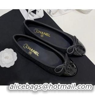 Grade Quality Chanel Tweed & Patent Calfskin Ballet Flats Black 7230032