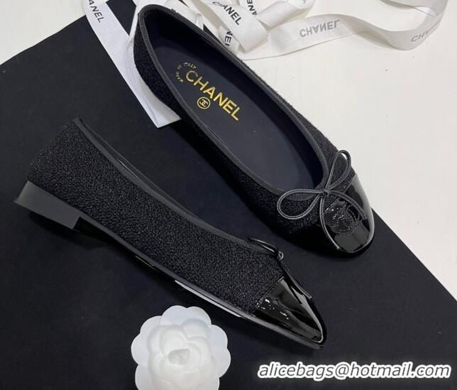 Grade Quality Chanel Tweed & Patent Calfskin Ballet Flats Black 7230032