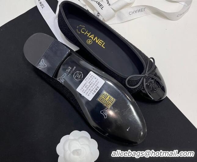 Grade Quality Chanel Tweed & Patent Calfskin Ballet Flats Black 7230032