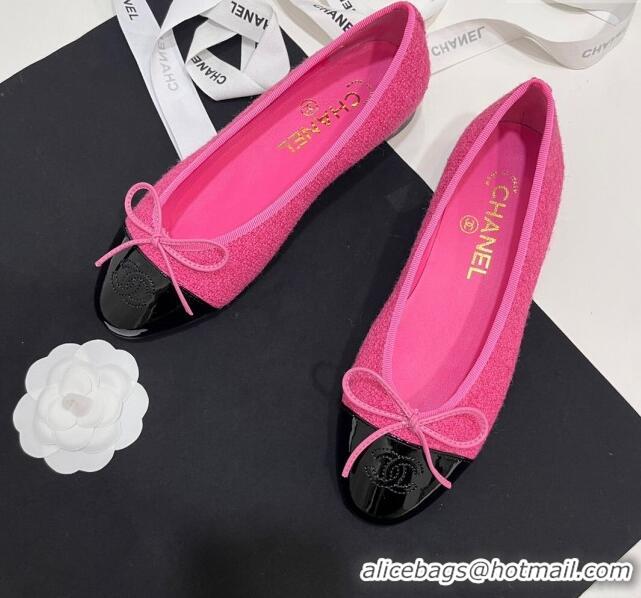 Low Price Chanel Tweed & Patent Calfskin Ballet Flats Pink 7230033