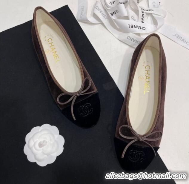 Most Popular Chanel Velvet Ballet Flats Dark Grey 7230034