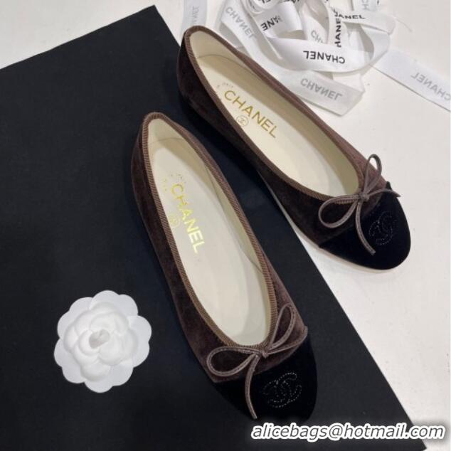 Most Popular Chanel Velvet Ballet Flats Dark Grey 7230034