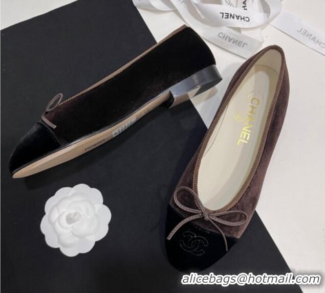 Most Popular Chanel Velvet Ballet Flats Dark Grey 7230034