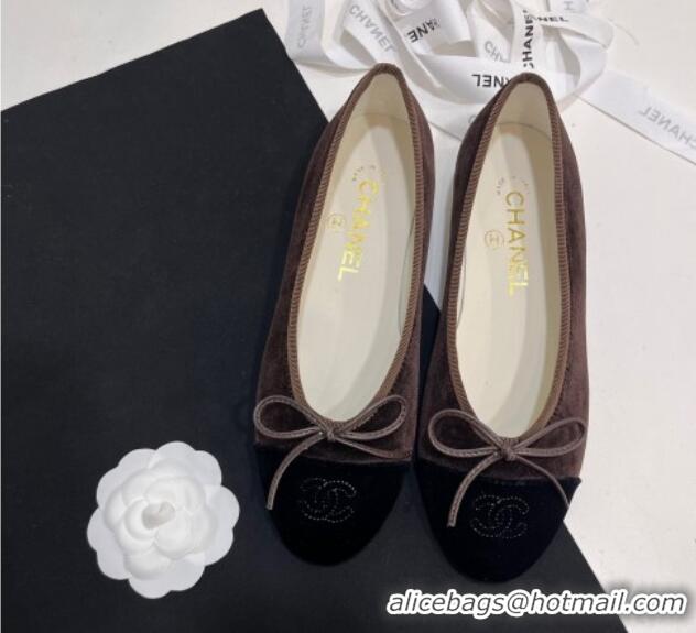 Most Popular Chanel Velvet Ballet Flats Dark Grey 7230034