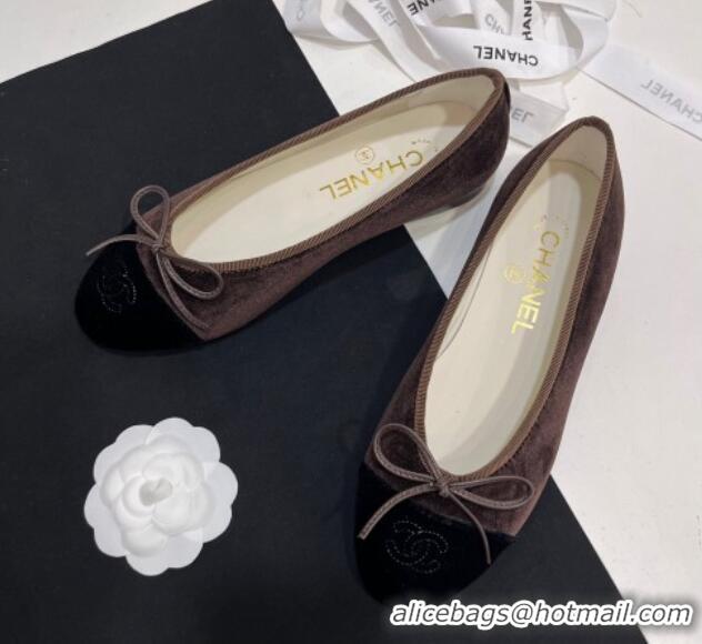 Most Popular Chanel Velvet Ballet Flats Dark Grey 7230034