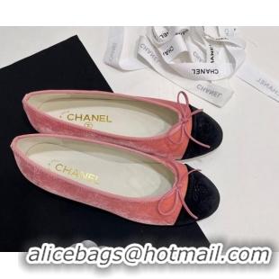 Good Looking Chanel Velvet Ballet Flats Light Pink 7230038