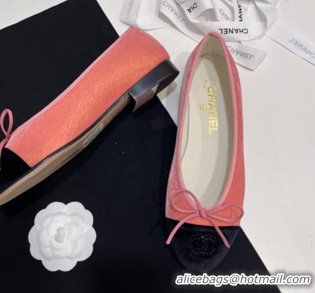 Good Looking Chanel Velvet Ballet Flats Light Pink 7230038