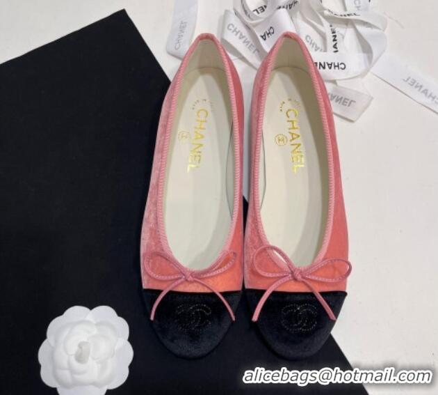 Good Looking Chanel Velvet Ballet Flats Light Pink 7230038