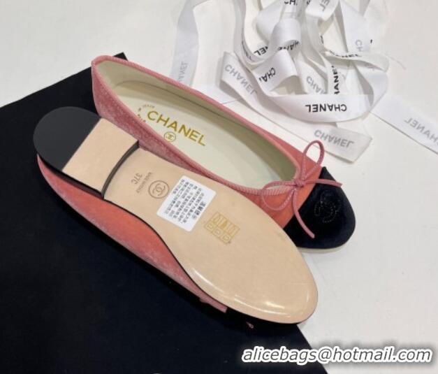 Good Looking Chanel Velvet Ballet Flats Light Pink 7230038