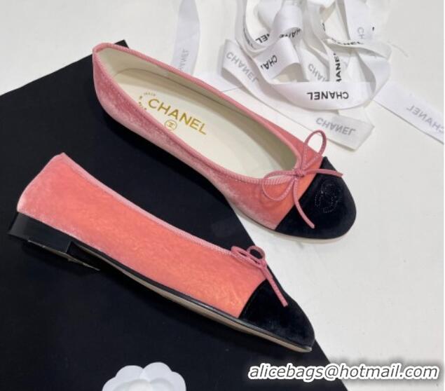 Good Looking Chanel Velvet Ballet Flats Light Pink 7230038