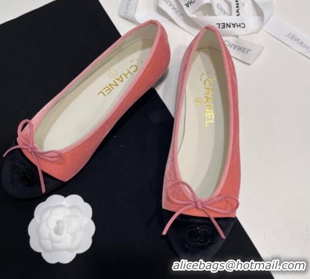 Good Looking Chanel Velvet Ballet Flats Light Pink 7230038