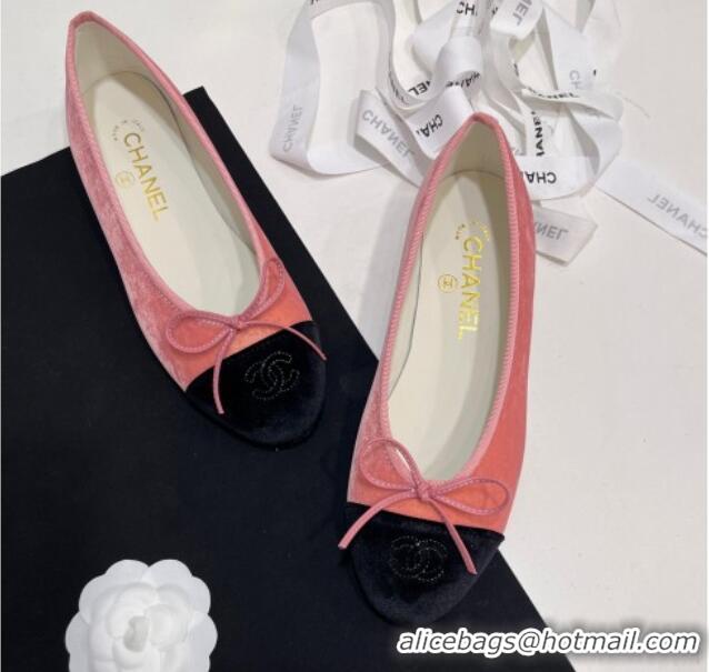 Good Looking Chanel Velvet Ballet Flats Light Pink 7230038