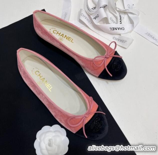 Good Looking Chanel Velvet Ballet Flats Light Pink 7230038