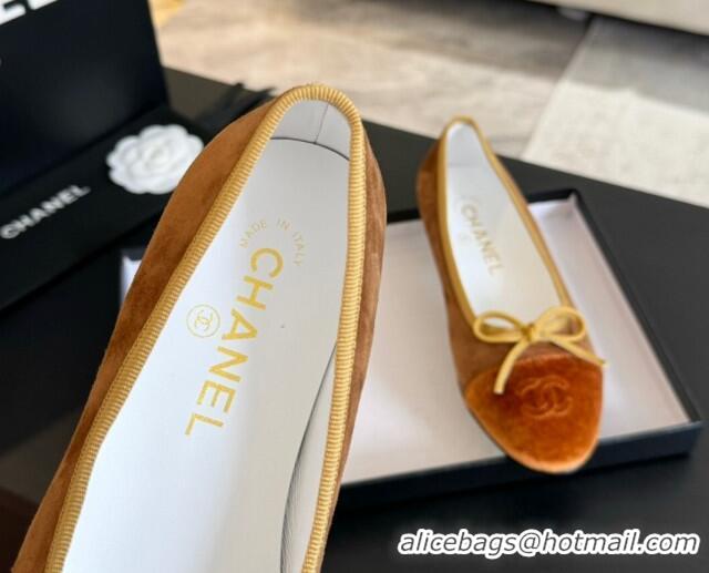 Hot Style Chanel Velvet Ballet Flats Orange 7230041