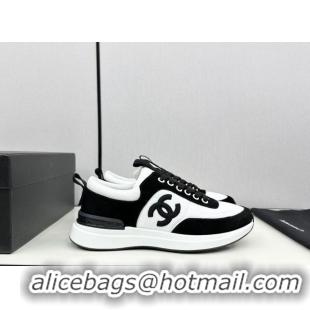 Good Product Chanel Fabric & Suede Sneakers White/Black 7230043