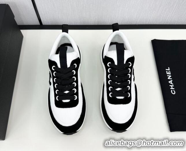 Good Product Chanel Fabric & Suede Sneakers White/Black 7230043