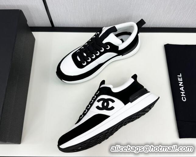 Good Product Chanel Fabric & Suede Sneakers White/Black 7230043