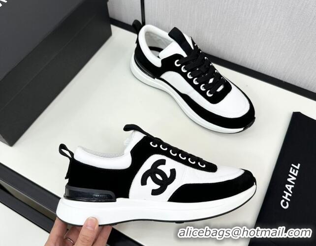 Good Product Chanel Fabric & Suede Sneakers White/Black 7230043