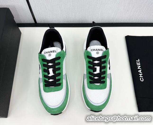 Grade Chanel Mesh & Suede Sneakers Green 7230044