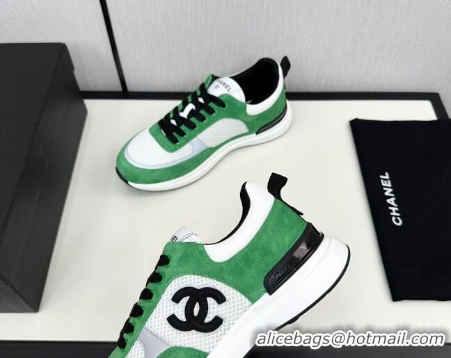 Grade Chanel Mesh & Suede Sneakers Green 7230044