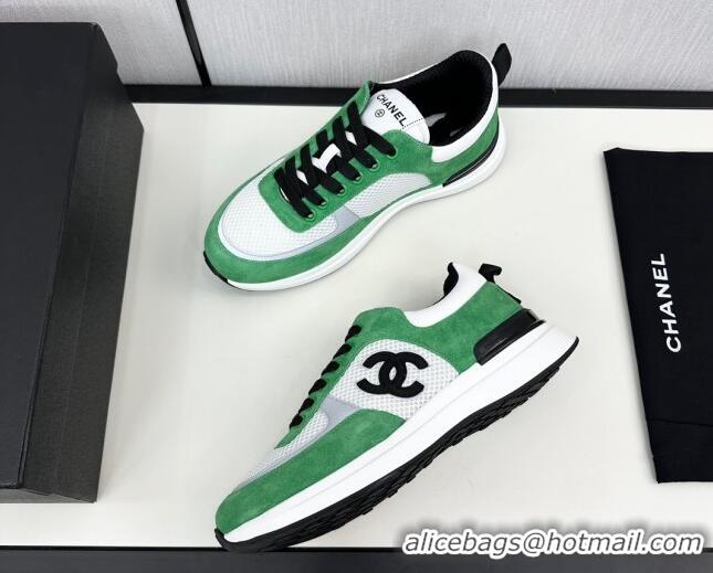 Grade Chanel Mesh & Suede Sneakers Green 7230044