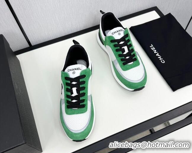 Grade Chanel Mesh & Suede Sneakers Green 7230044