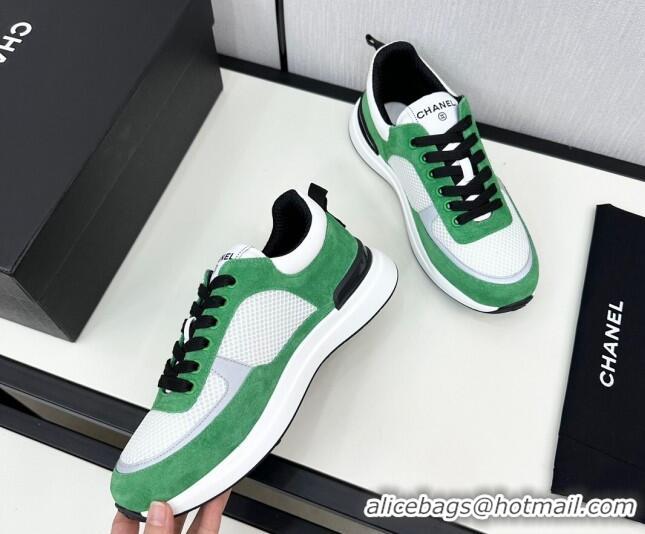 Grade Chanel Mesh & Suede Sneakers Green 7230044