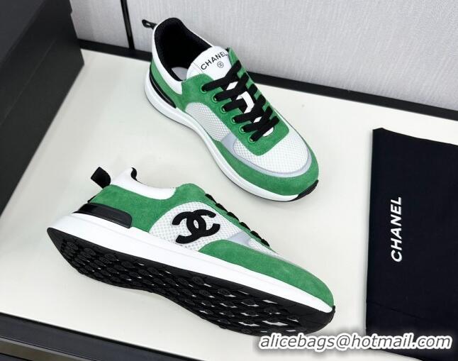 Grade Chanel Mesh & Suede Sneakers Green 7230044