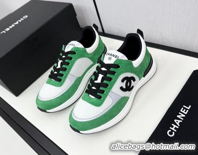 Grade Chanel Mesh & Suede Sneakers Green 7230044