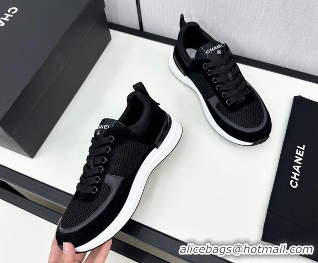 Sumptuous Chanel Mesh & Suede Sneakers Black 7230045