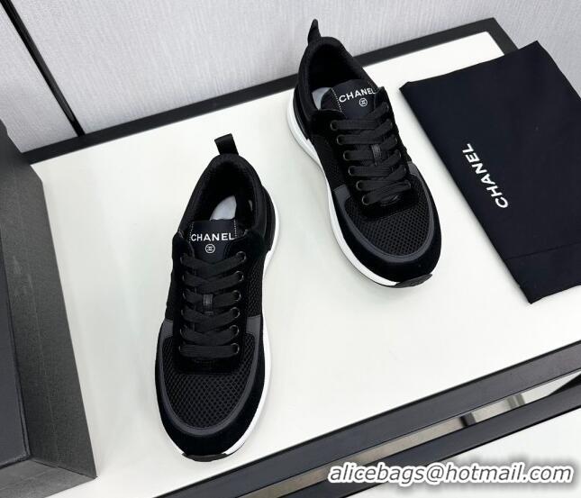 Sumptuous Chanel Mesh & Suede Sneakers Black 7230045