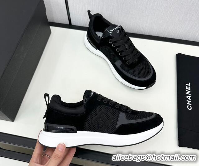 Sumptuous Chanel Mesh & Suede Sneakers Black 7230045