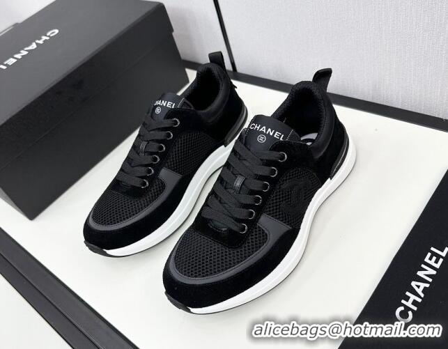 Sumptuous Chanel Mesh & Suede Sneakers Black 7230045