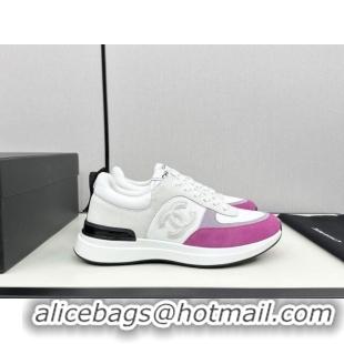 Stylish Chanel Fabric & Suede Sneakers White/Purple 7230048