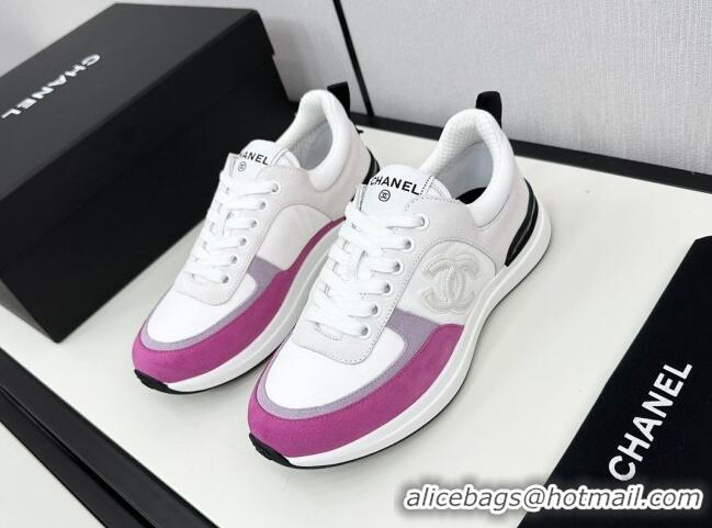 Stylish Chanel Fabric & Suede Sneakers White/Purple 7230048